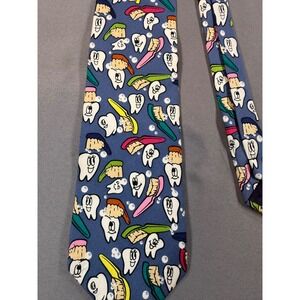 Dan Black Mens Blue 100% Silk Tie For Dentists